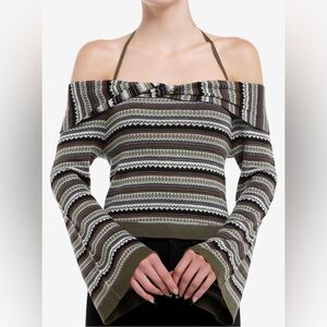 💚Olive Off-the-Shoulder Sweater